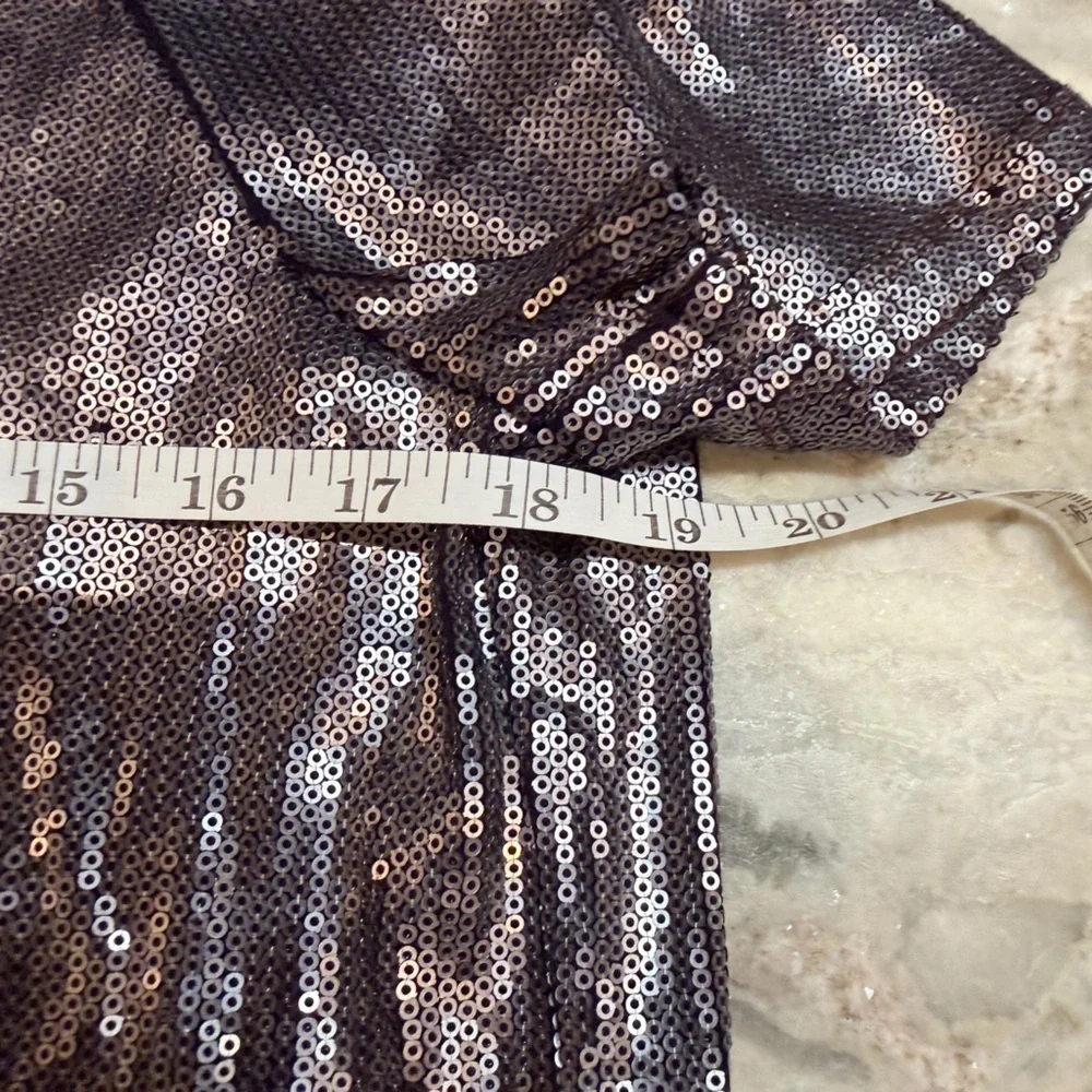 Free People Sequin Tunic Mini Dress Gunmetal Black XS